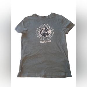 Roberto Cavalli Tiger Logo Mint Green Shirt Top